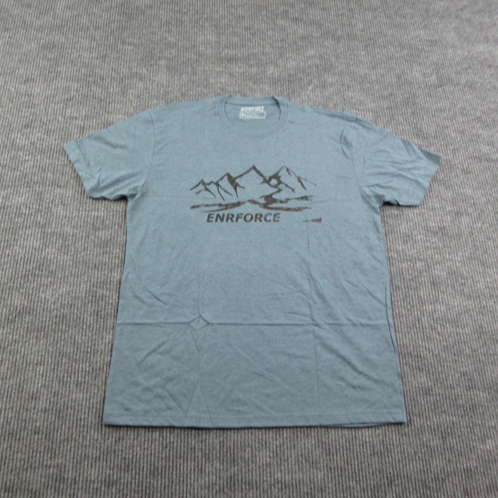 ENRFORCE Mountain Shirt Mens XL Blue Crew Neck Tagless Cotton Polyester Tee NWOT
